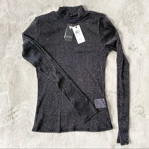 Guess Black and Silver Sheer Mesh Top